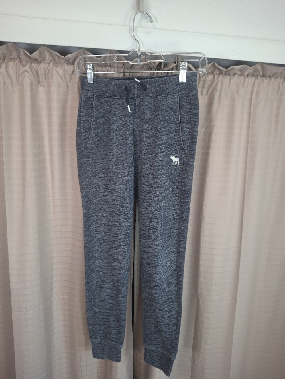 Abercrombie Kids Heathered Blue Boys Joggers Front Pockets Drawstring Size 9/10